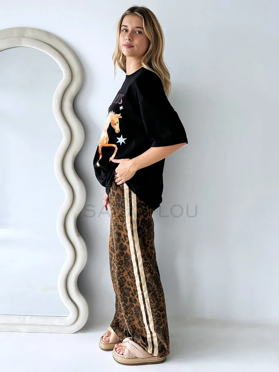 By Frankie / Denim Racer Pant - Dark leopard