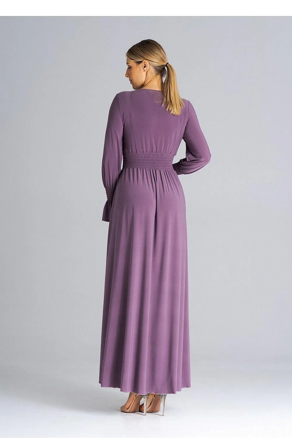 Chic Ruched Sleeve Evening Maxi Dress
