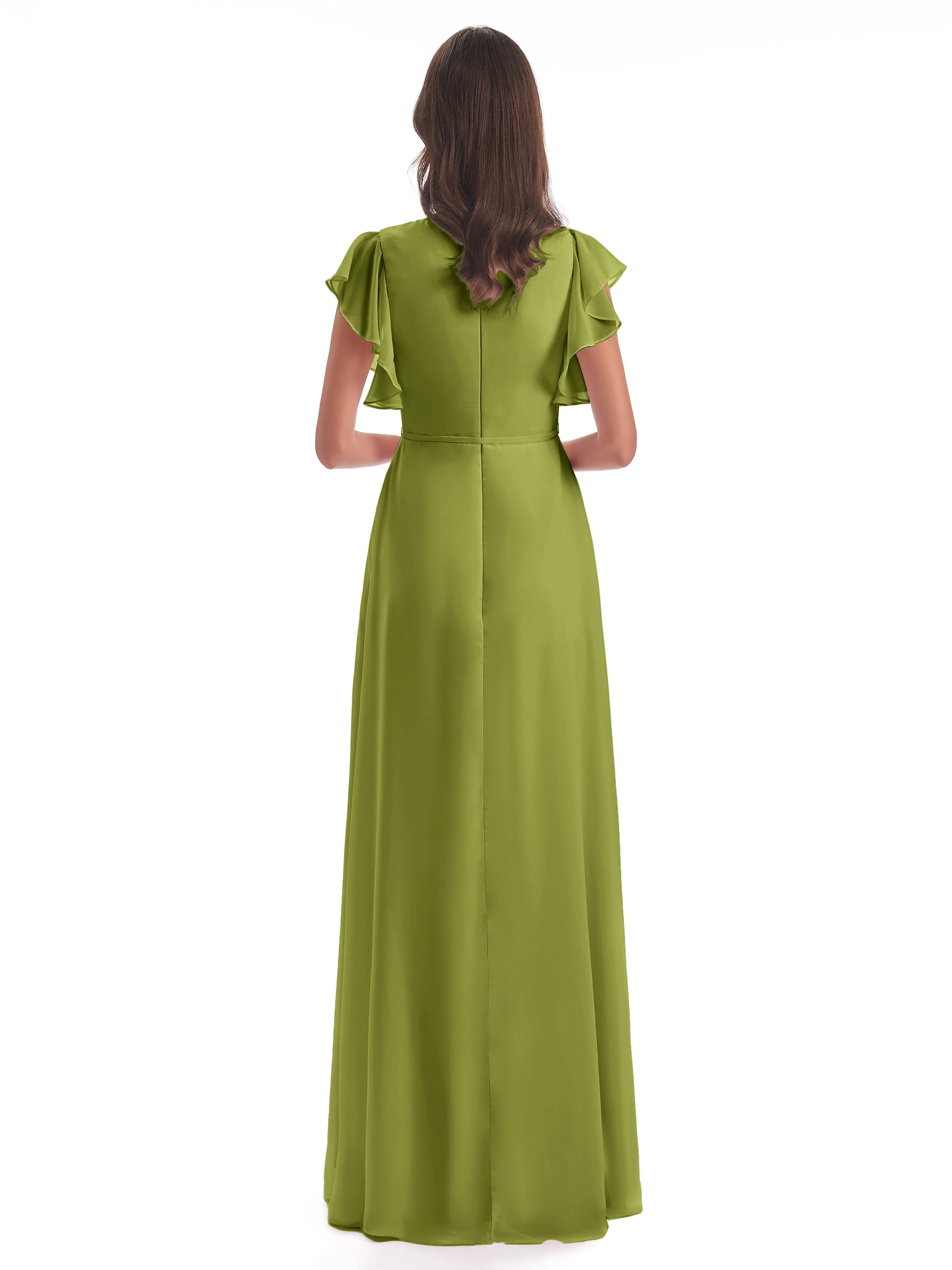 Clover Bridesmaid Hope Charming V Neck Long Chiffon Bridesmaid Dresses