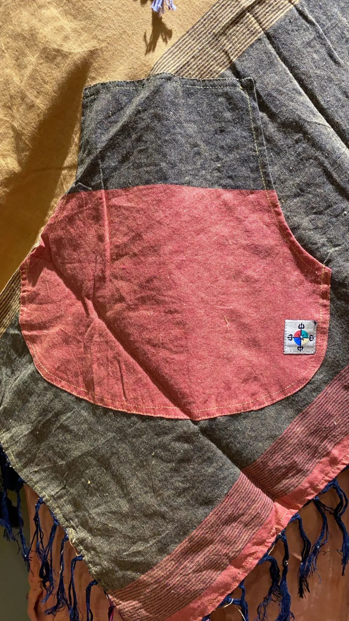 Cotton Diamond-Cut Front Pocket Hoodie Poncho - Tri Color