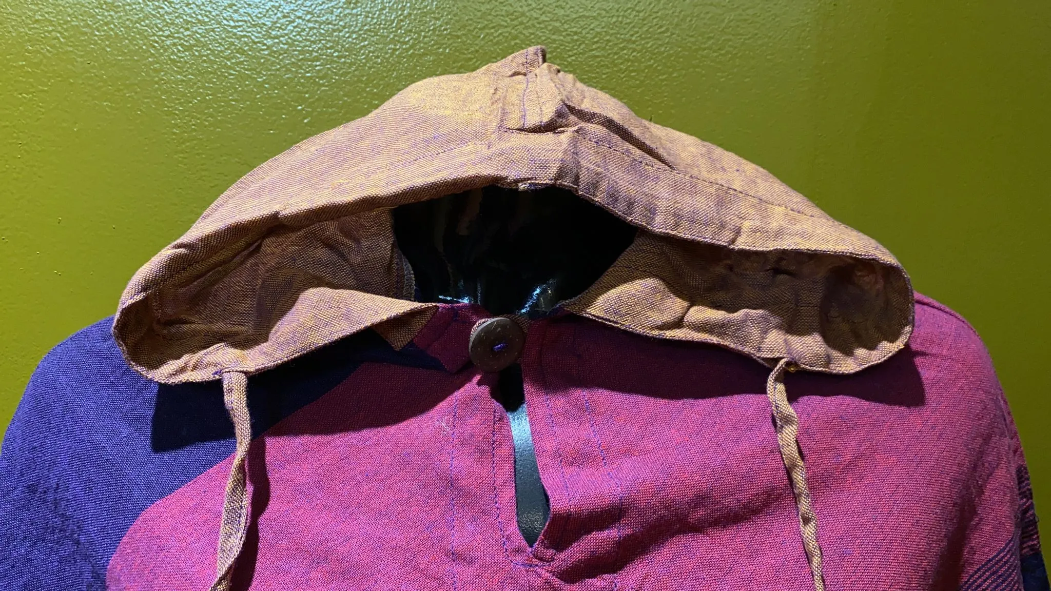 Cotton Diamond-Cut Front Pocket Hoodie Poncho - Tri Color
