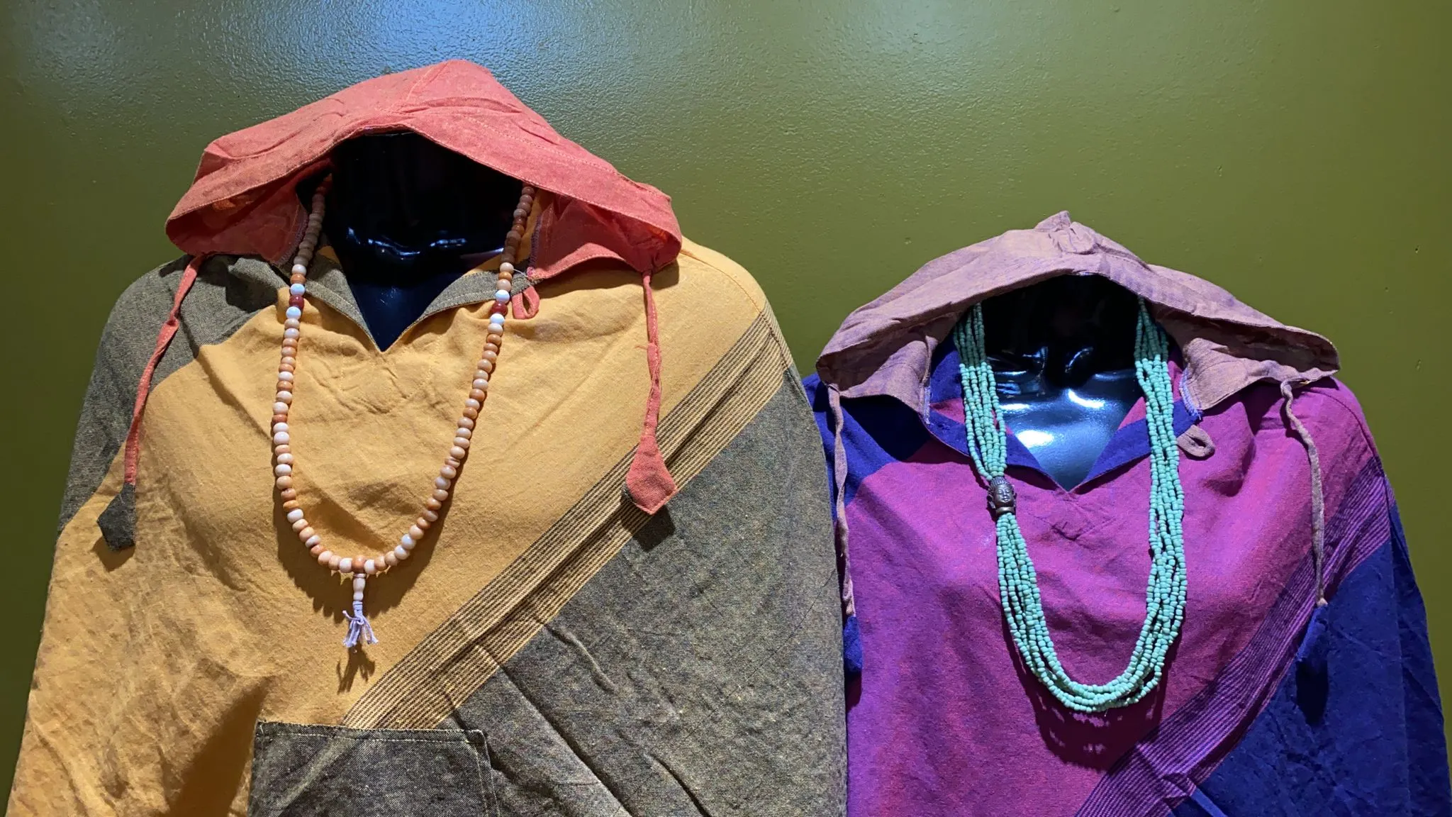 Cotton Diamond-Cut Front Pocket Hoodie Poncho - Tri Color