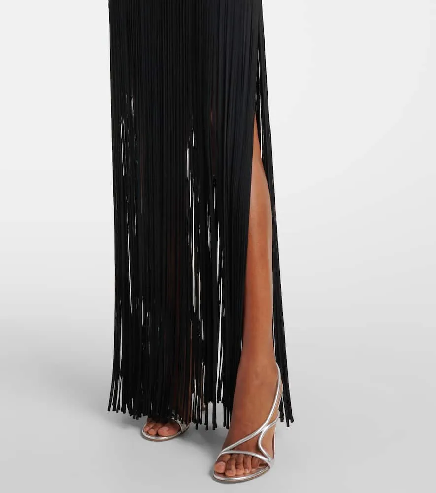 David Koma Fringed knitted maxi dress