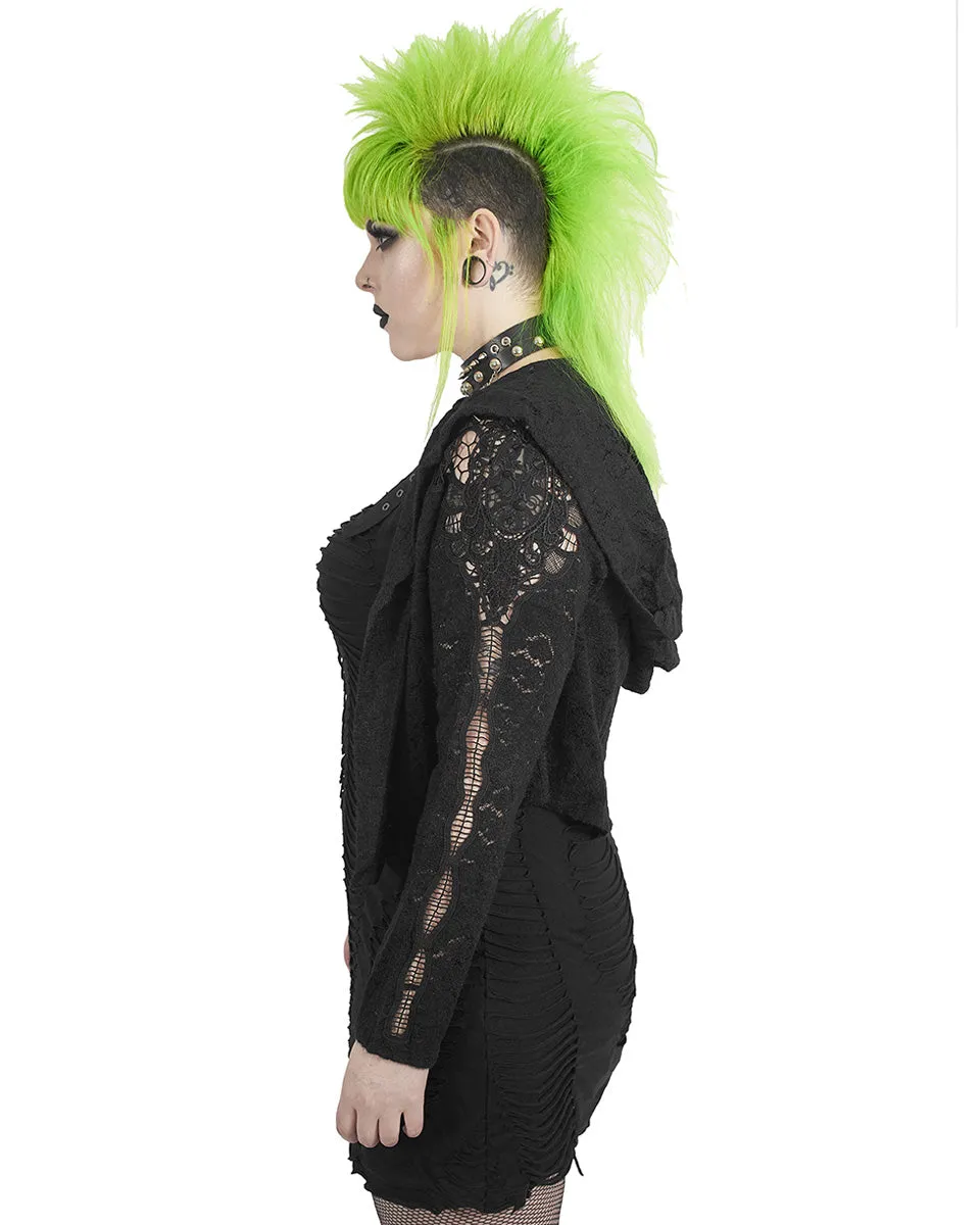 DY-1297 Plus Size Hooded Lace Cardigan