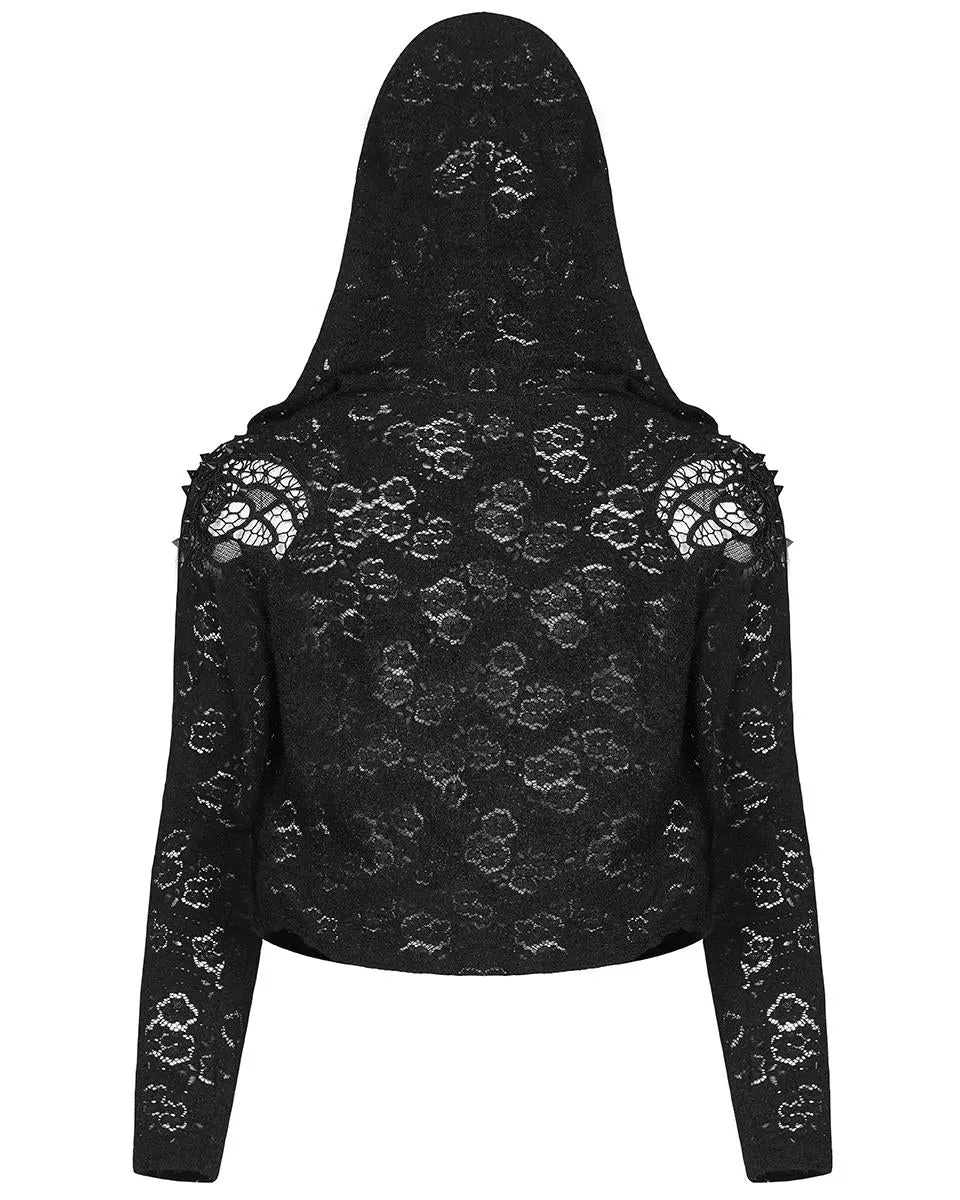 DY-1297 Plus Size Hooded Lace Cardigan