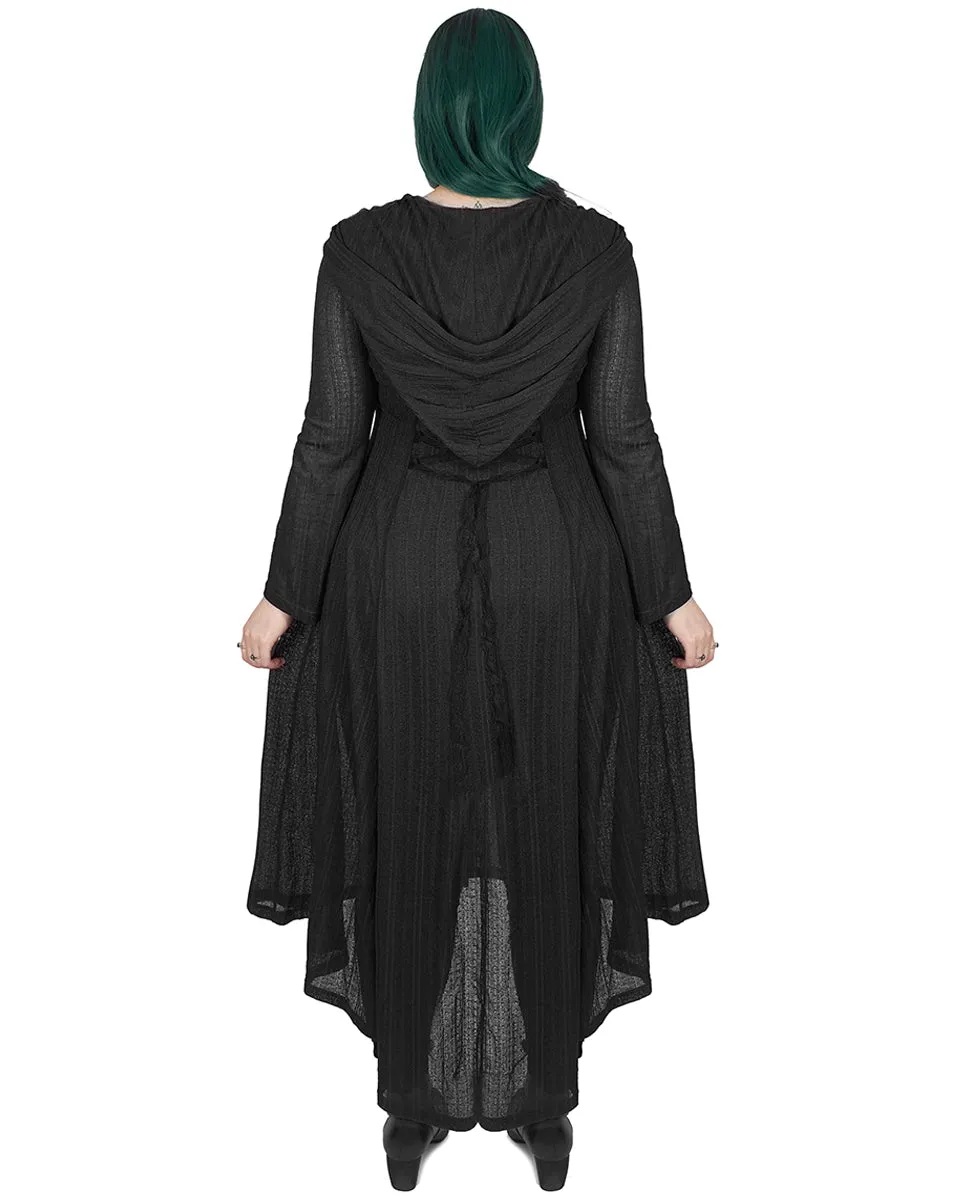 DY-1298 Plus Size Apothecaria Womens Hooded Cloak Jacket - Black