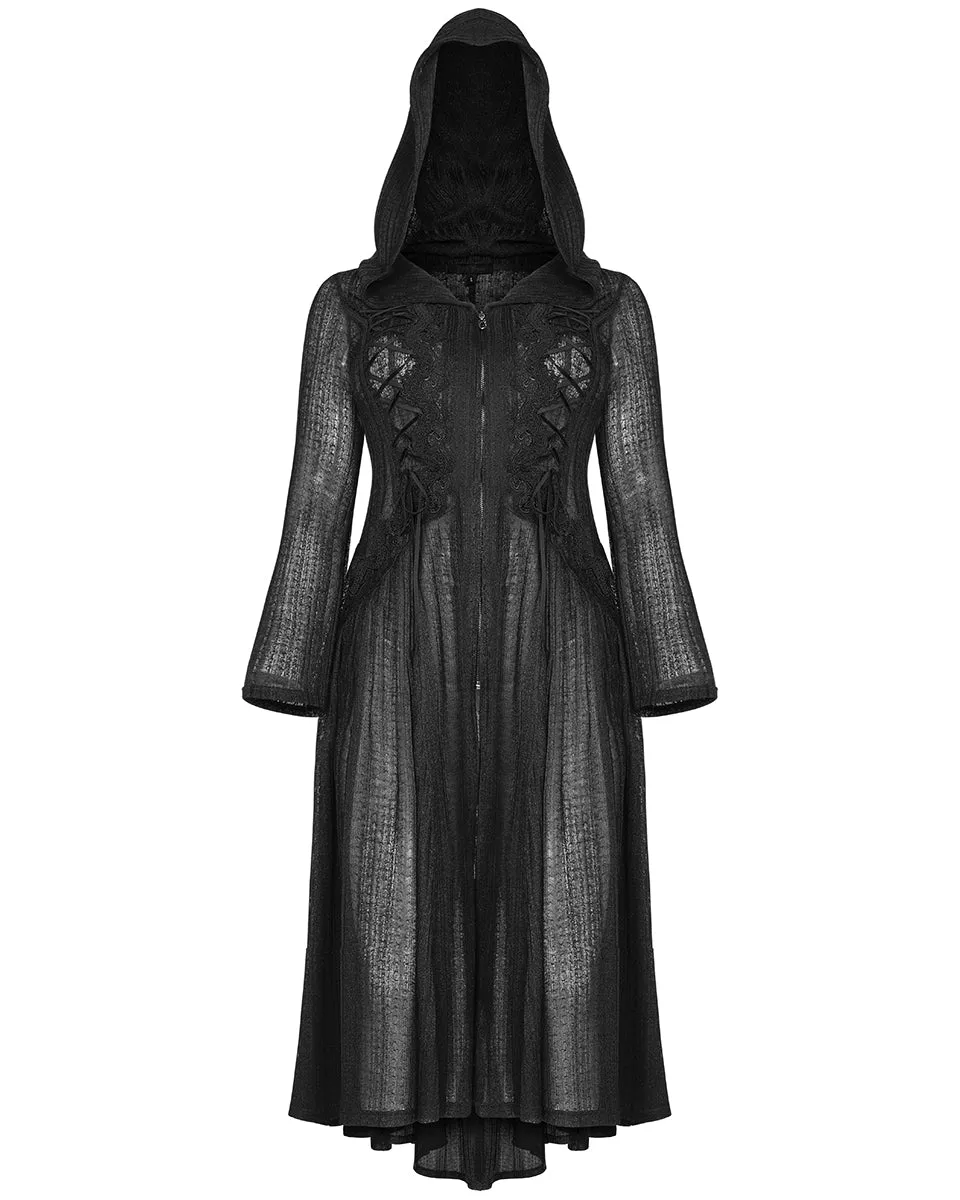 DY-1298 Plus Size Apothecaria Womens Hooded Cloak Jacket - Black
