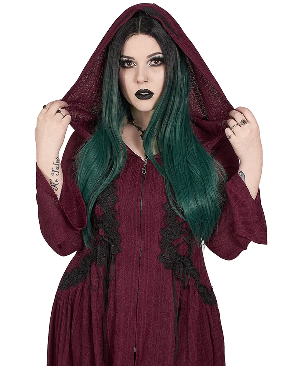 DY-1298 Plus Size Apothecaria Womens Hooded Cloak Jacket - Red