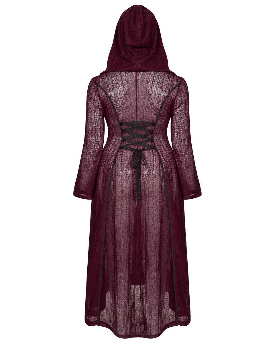 DY-1298 Plus Size Apothecaria Womens Hooded Cloak Jacket - Red