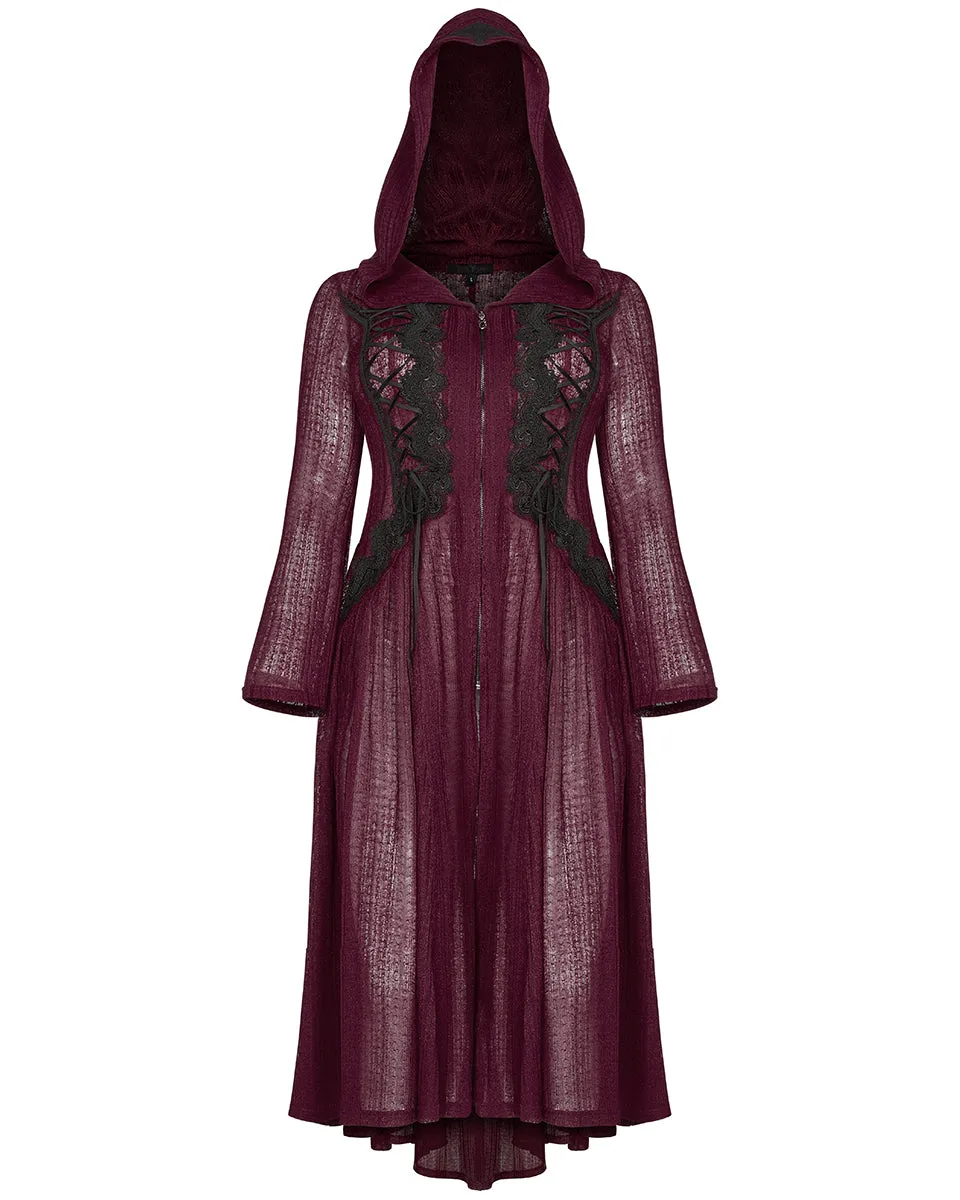 DY-1298 Plus Size Apothecaria Womens Hooded Cloak Jacket - Red
