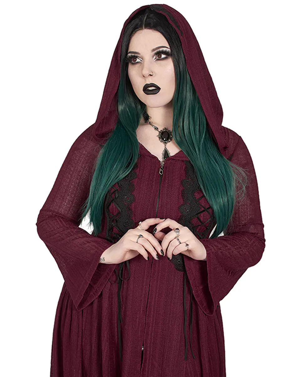 DY-1298 Plus Size Apothecaria Womens Hooded Cloak Jacket - Red