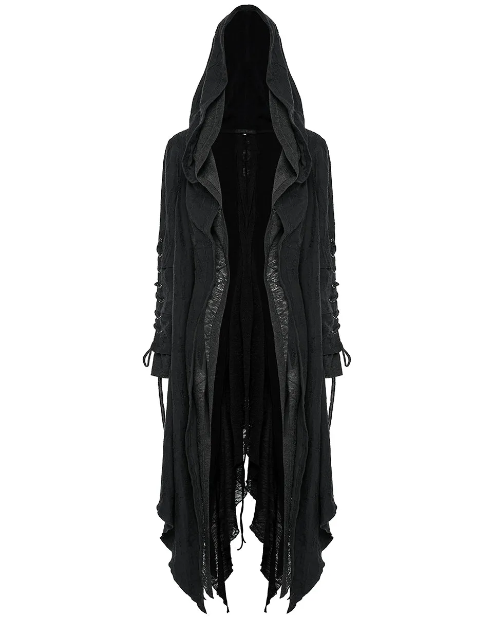 DY-1498ZCF-BKF Womens Apocalyptic Gothic Hooded Cloak Waterfall Cardigan - Extended Size Range