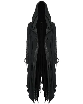 DY-1498ZCF-BKF Womens Apocalyptic Gothic Hooded Cloak Waterfall Cardigan - Extended Size Range