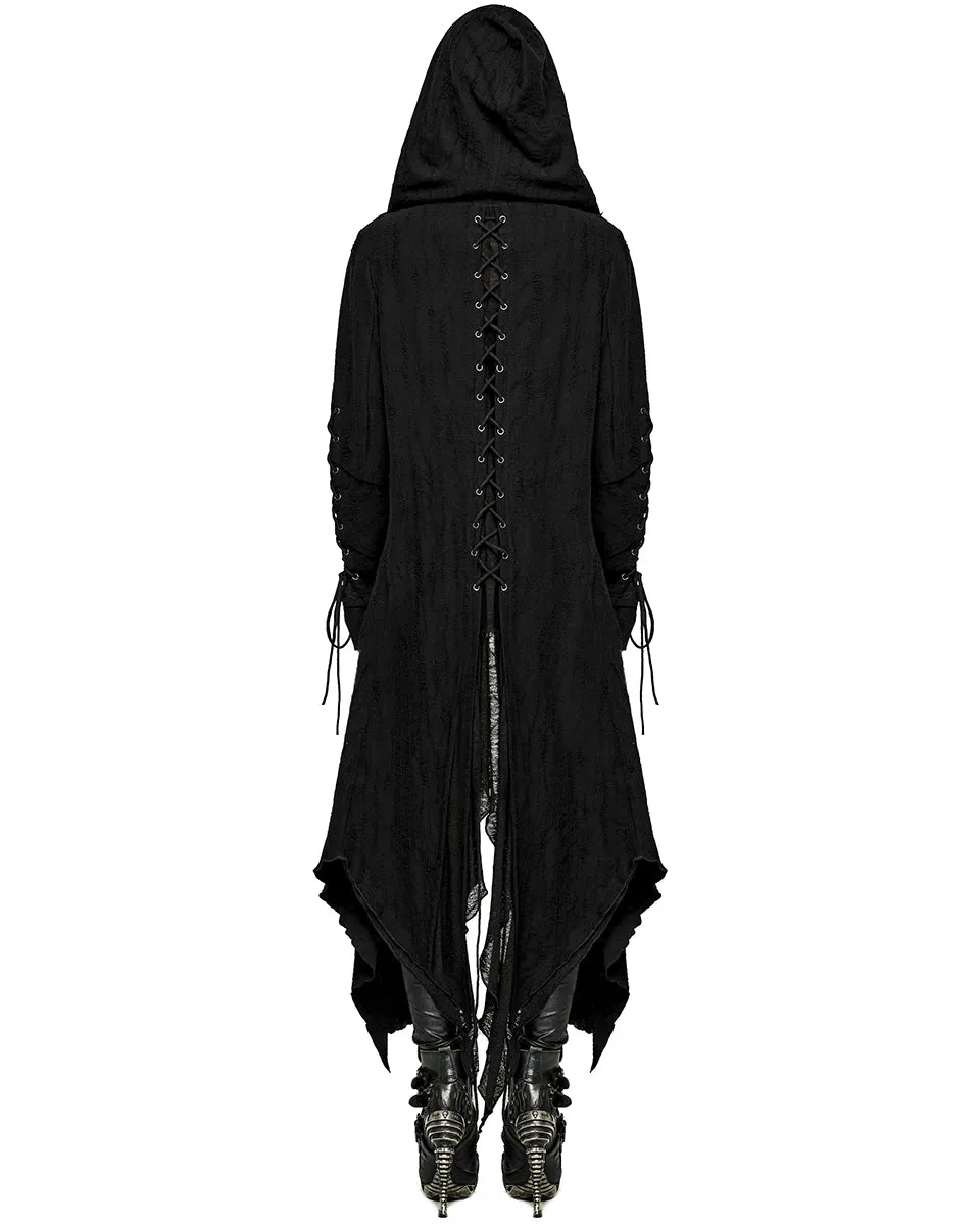 DY-1498ZCF-BKF Womens Apocalyptic Gothic Hooded Cloak Waterfall Cardigan - Extended Size Range