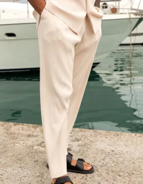 Ecru Pleated Resort Trouser