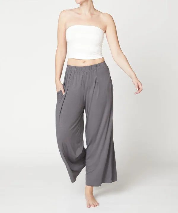 Full Size Bamboo Ankle Length Wide Leg Pants