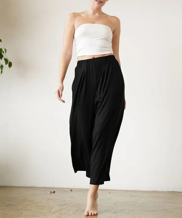 Full Size Bamboo Ankle Length Wide Leg Pants