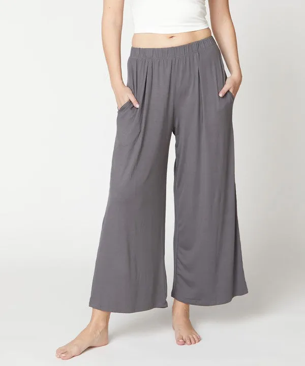 Full Size Bamboo Ankle Length Wide Leg Pants