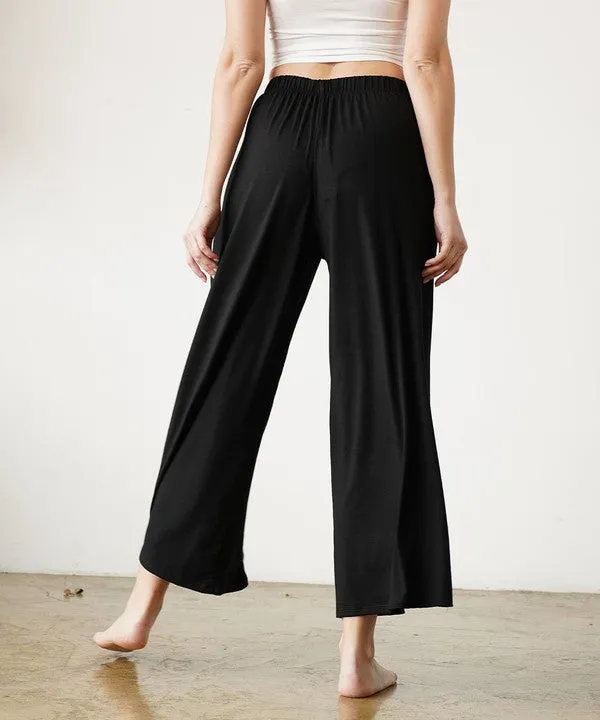 Full Size Bamboo Ankle Length Wide Leg Pants