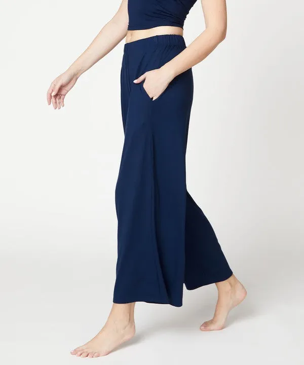 Full Size Bamboo Ankle Length Wide Leg Pants