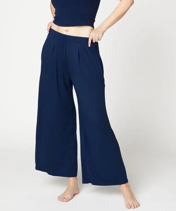 Full Size Bamboo Ankle Length Wide Leg Pants
