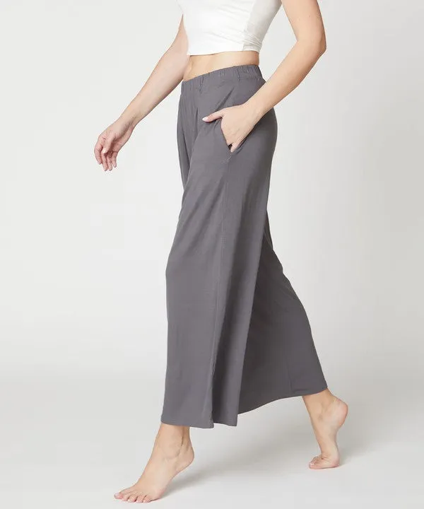 Full Size Bamboo Ankle Length Wide Leg Pants