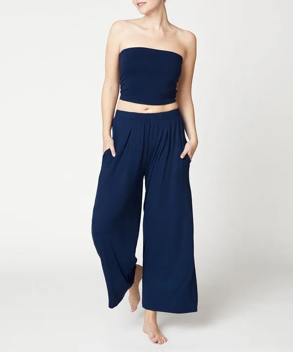Full Size Bamboo Ankle Length Wide Leg Pants
