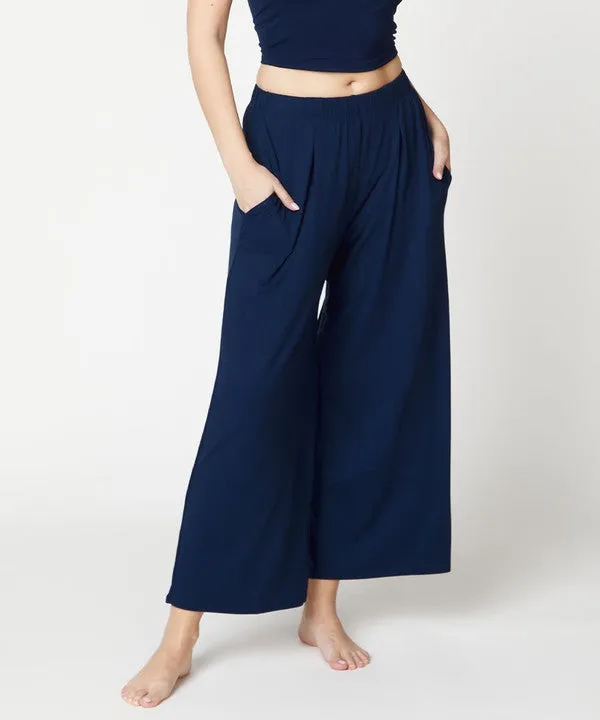 Full Size Bamboo Ankle Length Wide Leg Pants