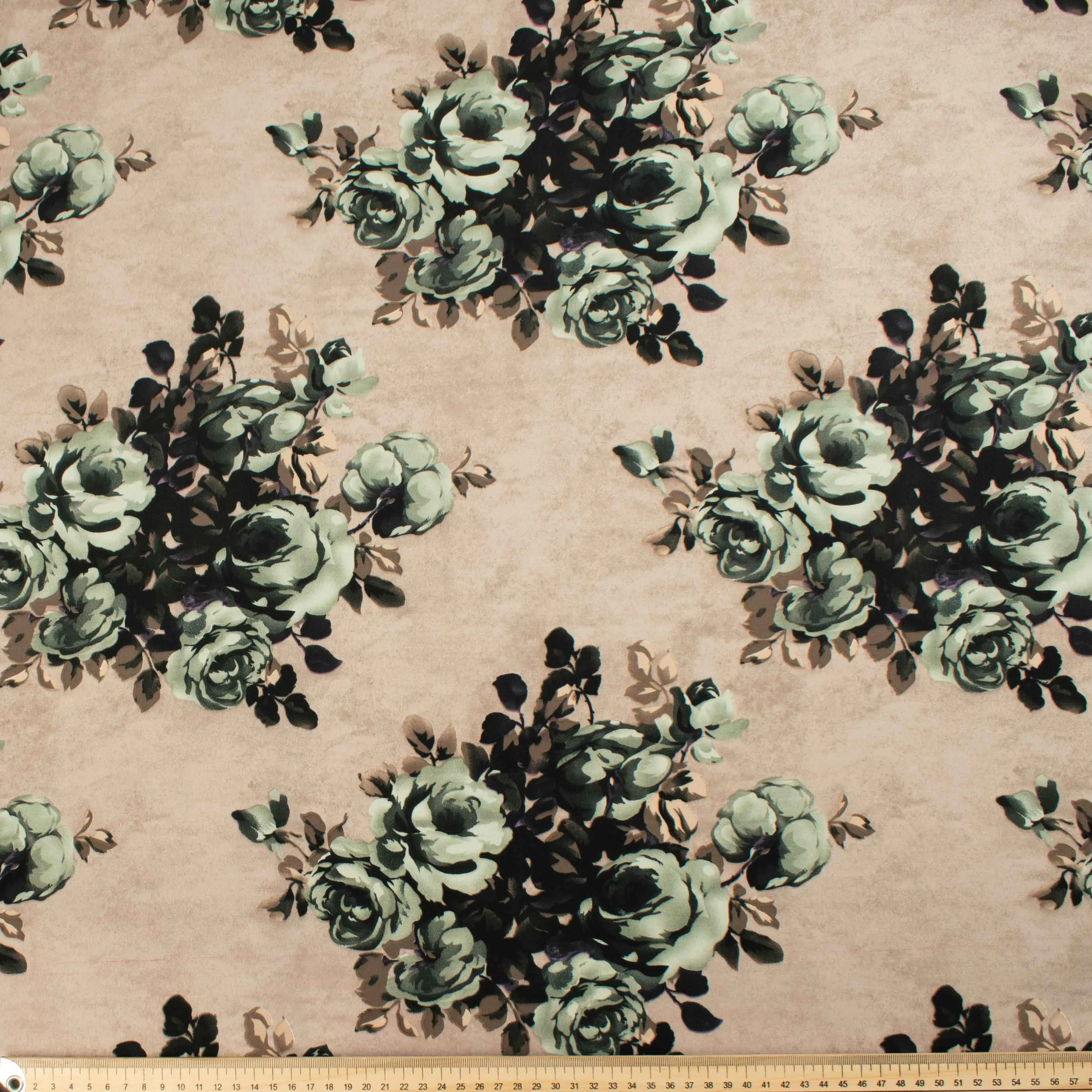 Ice Wash Prints Design-707 Grey Flowers on Latte