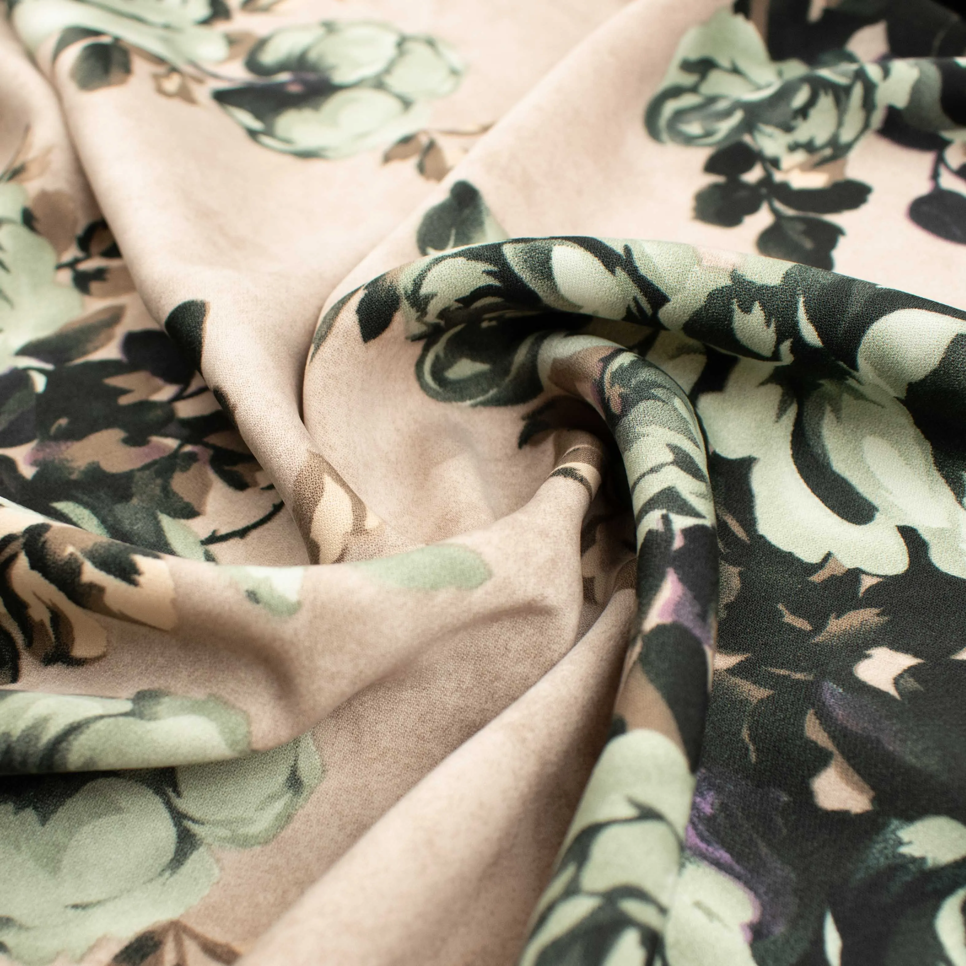 Ice Wash Prints Design-707 Grey Flowers on Latte