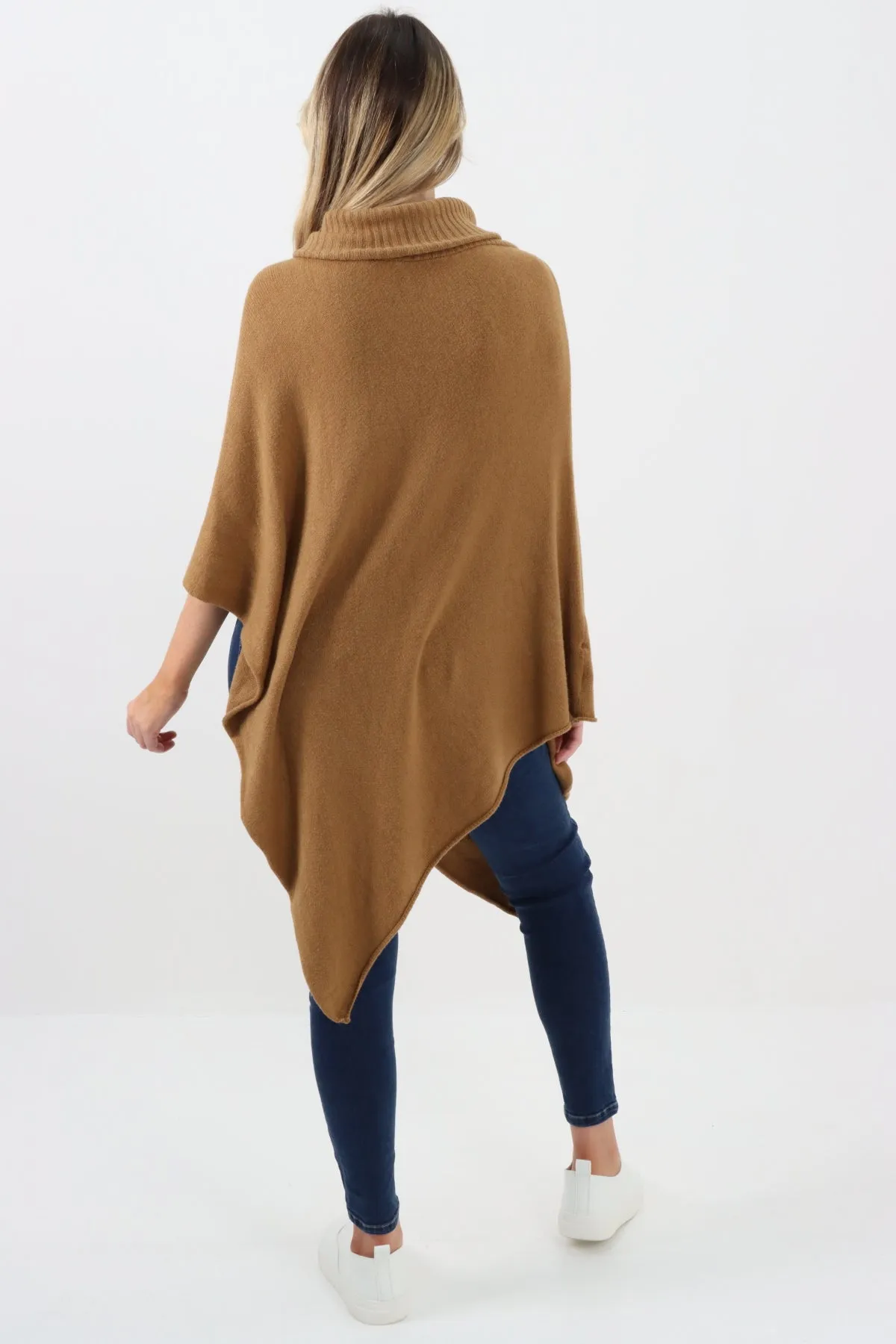 Italian Knitted Star Cowl Neck Lagenlook Poncho