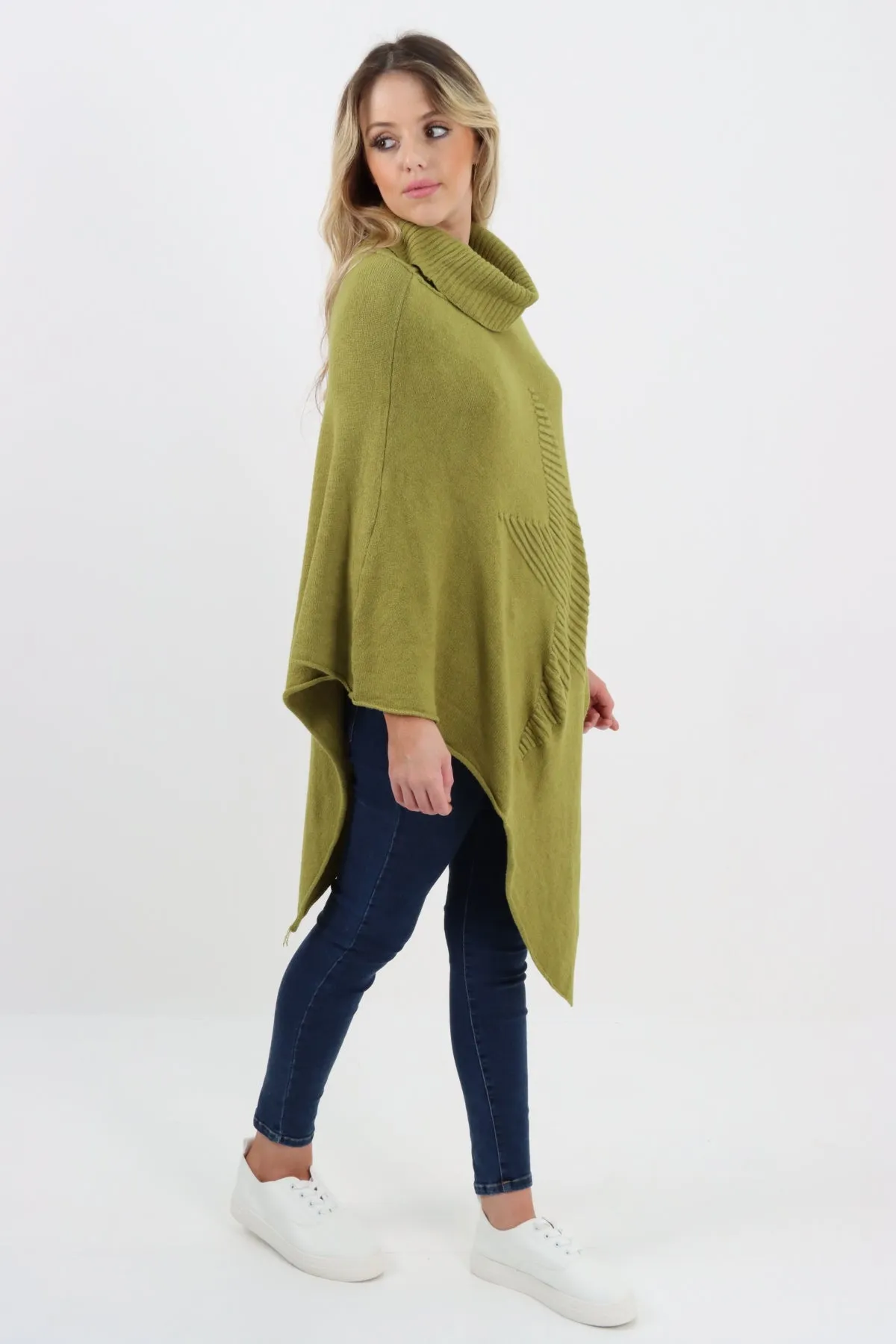 Italian Knitted Star Cowl Neck Lagenlook Poncho