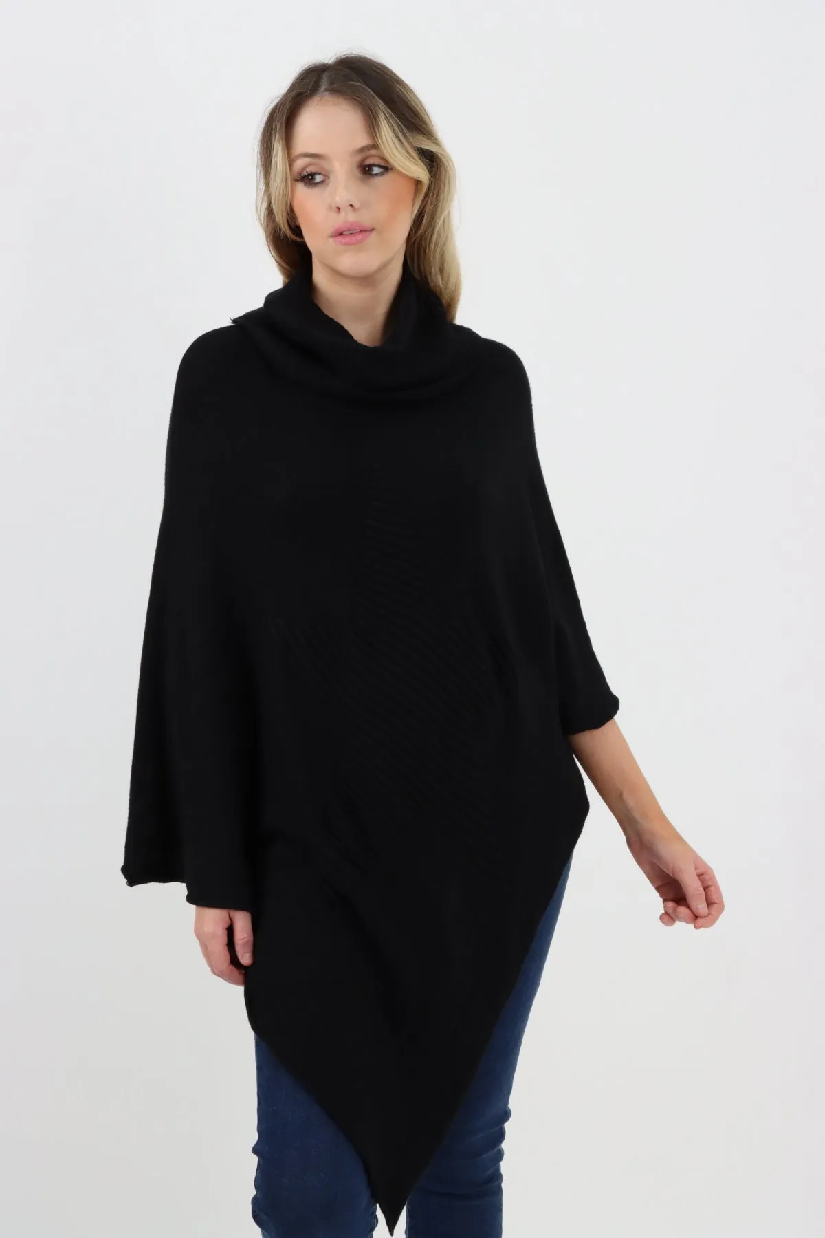Italian Knitted Star Cowl Neck Lagenlook Poncho