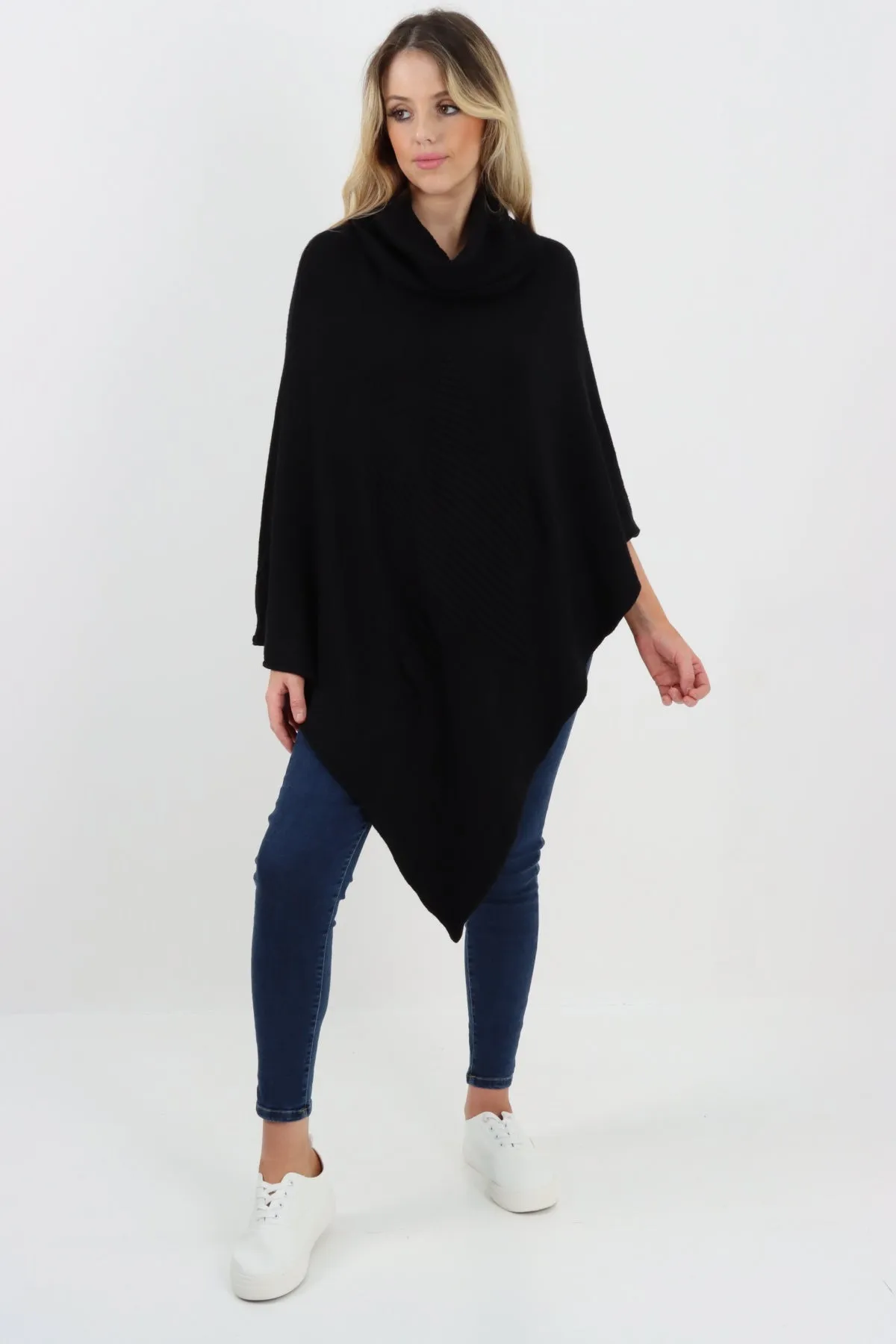 Italian Knitted Star Cowl Neck Lagenlook Poncho