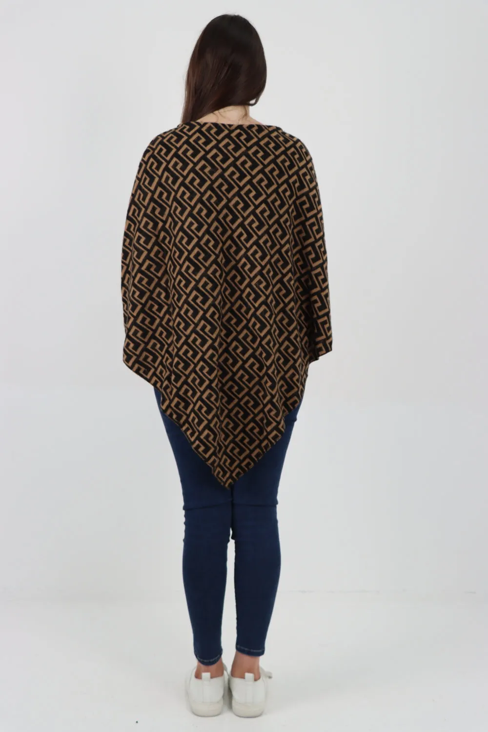 Italian Printed Round Neck Poncho Top