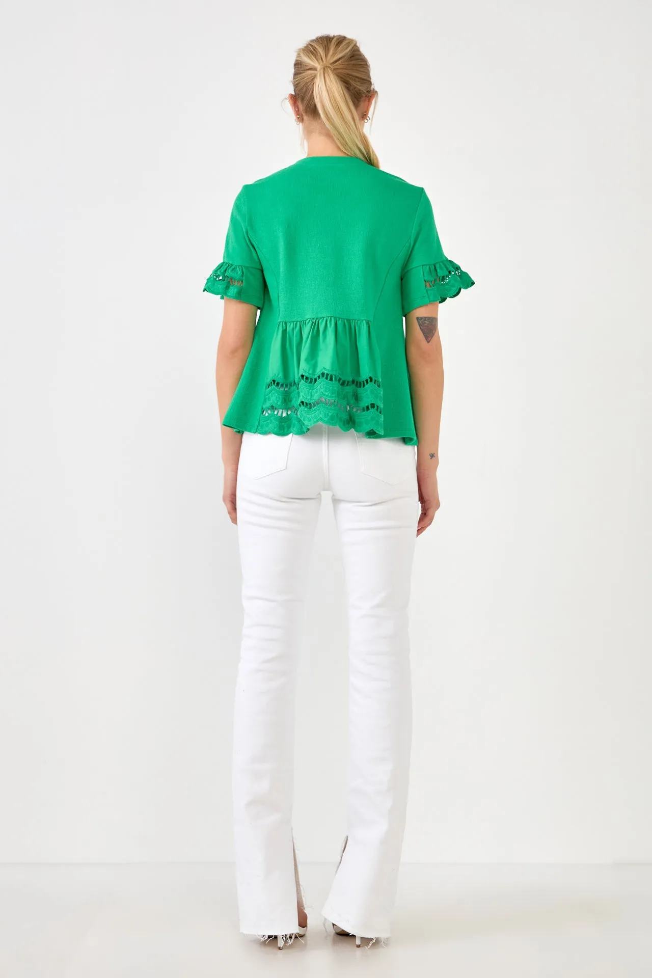 Knit Eyelet Mixed T-Shirts