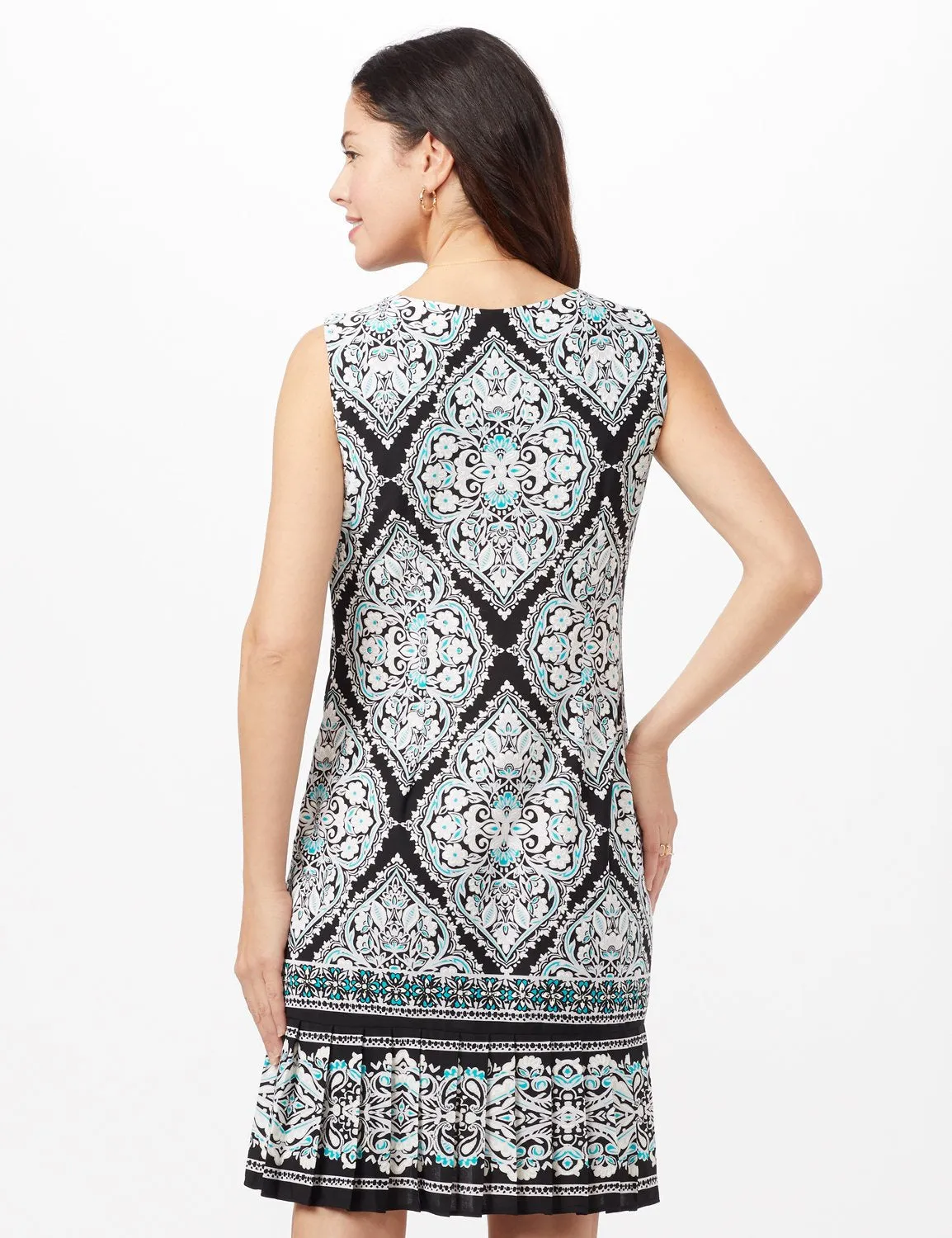 Medallion Puff Print with Pleat Hem Dress