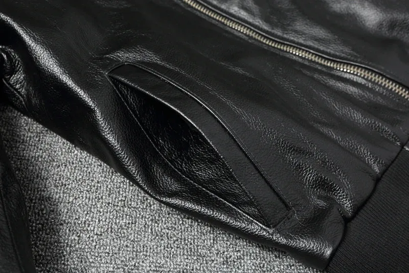 Men Leather Jacket with Hood Genuine Cowhide Slim Fit Male Skin Coat Spring Autumn Clothing  Chamarras De Cuero Para Hombre