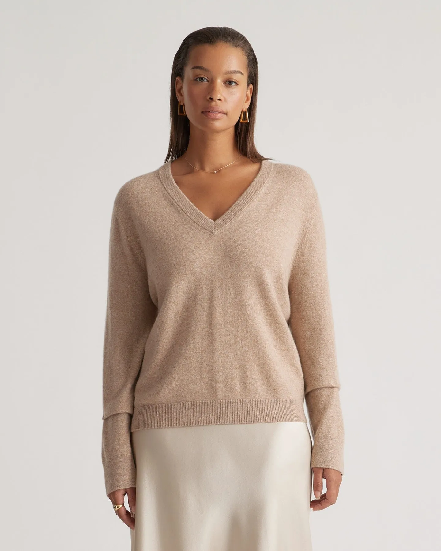 Mongolian Cashmere Relaxed V-Neck Sweater