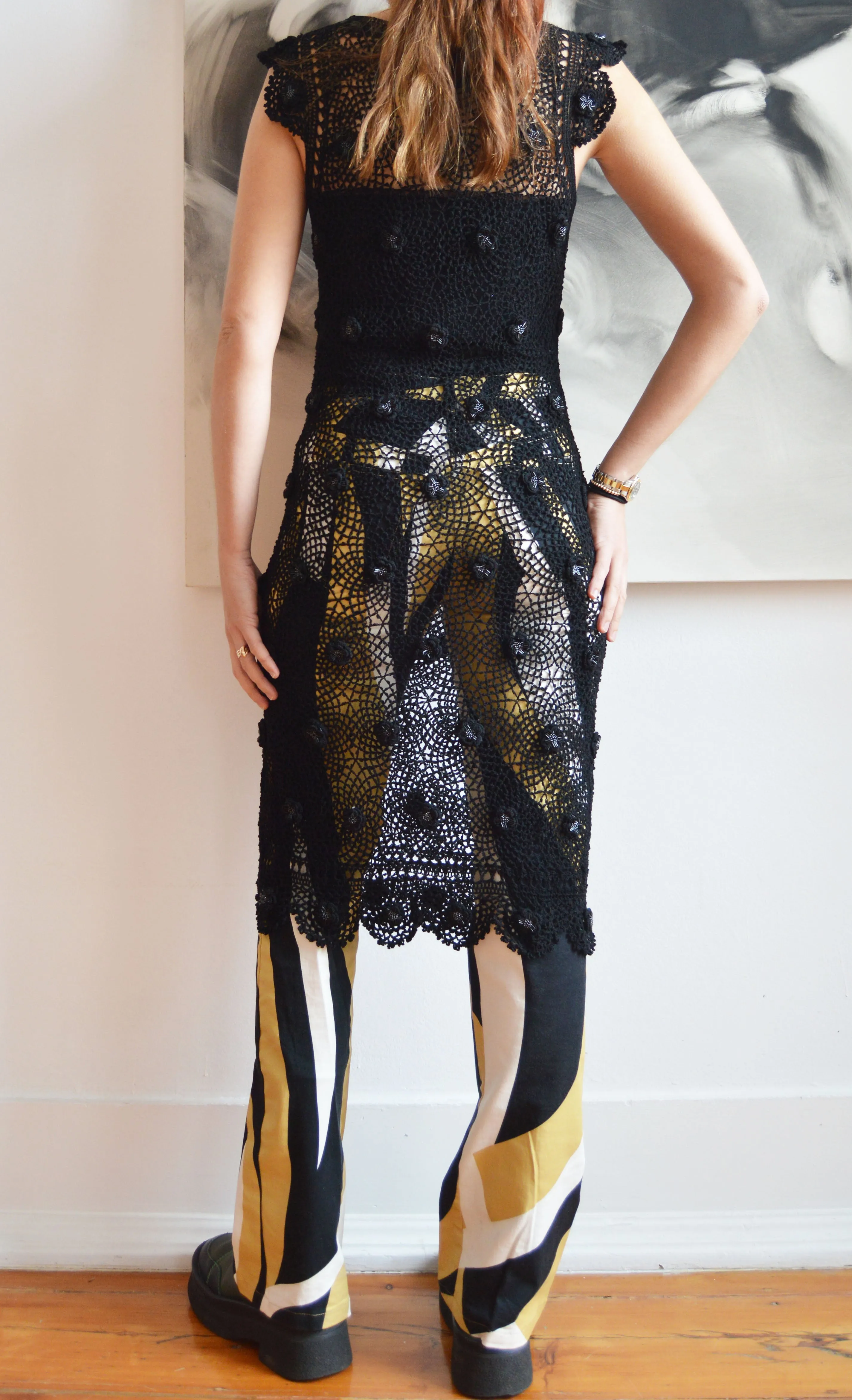 Moschino Cheap & Chic Black Crochet Dress