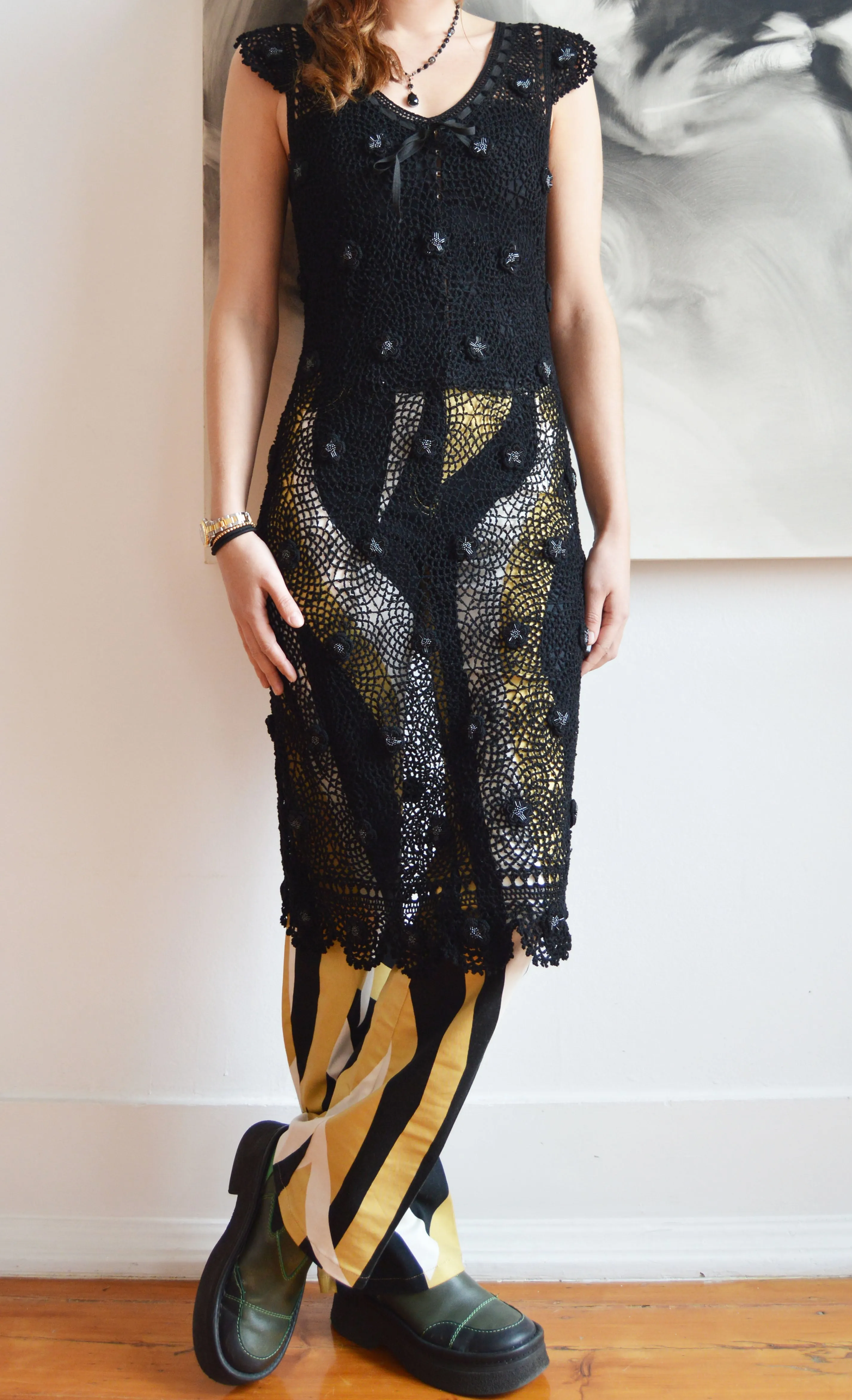Moschino Cheap & Chic Black Crochet Dress