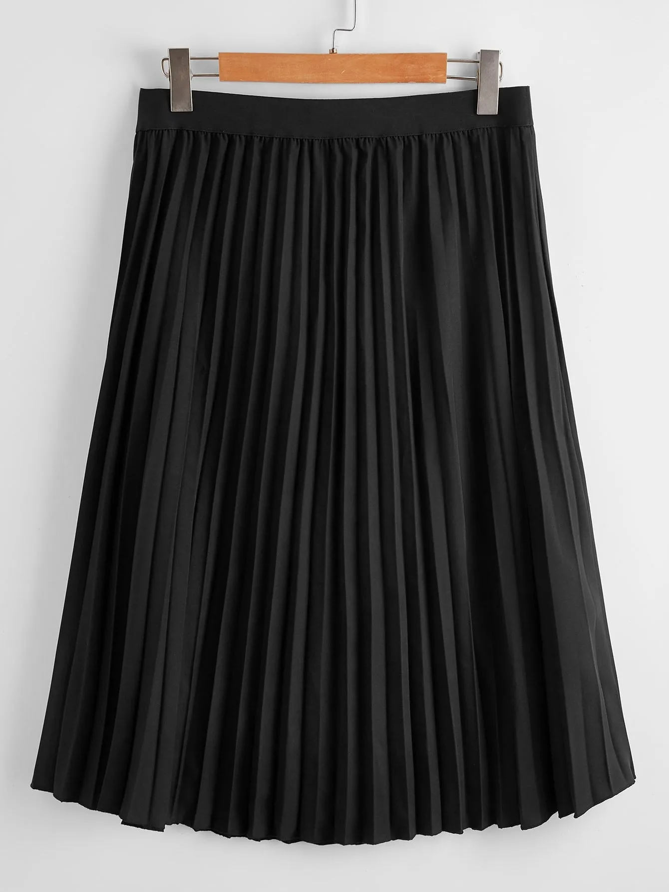 Plain Pleated Midi Plus Size Skirt