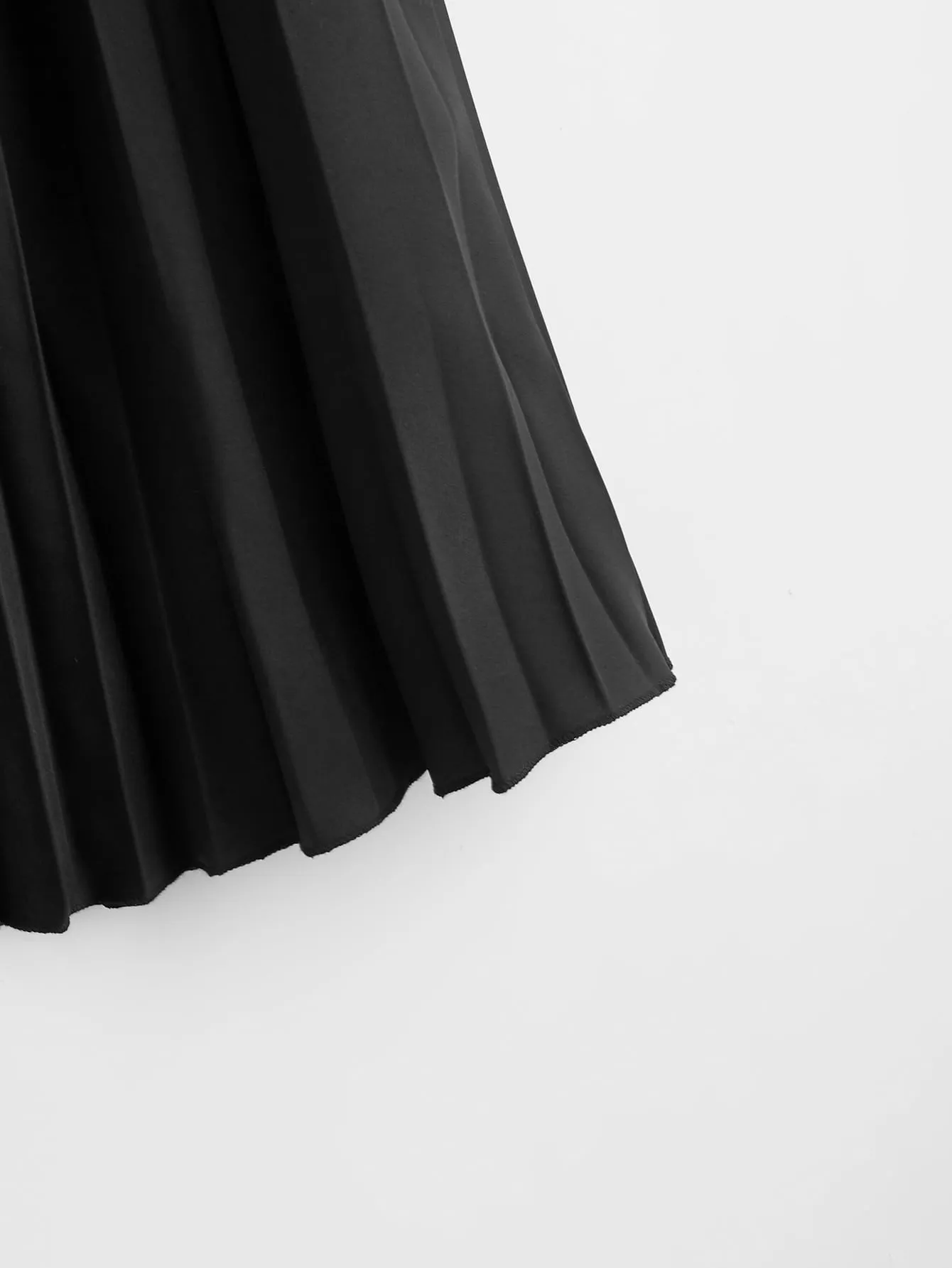 Plain Pleated Midi Plus Size Skirt