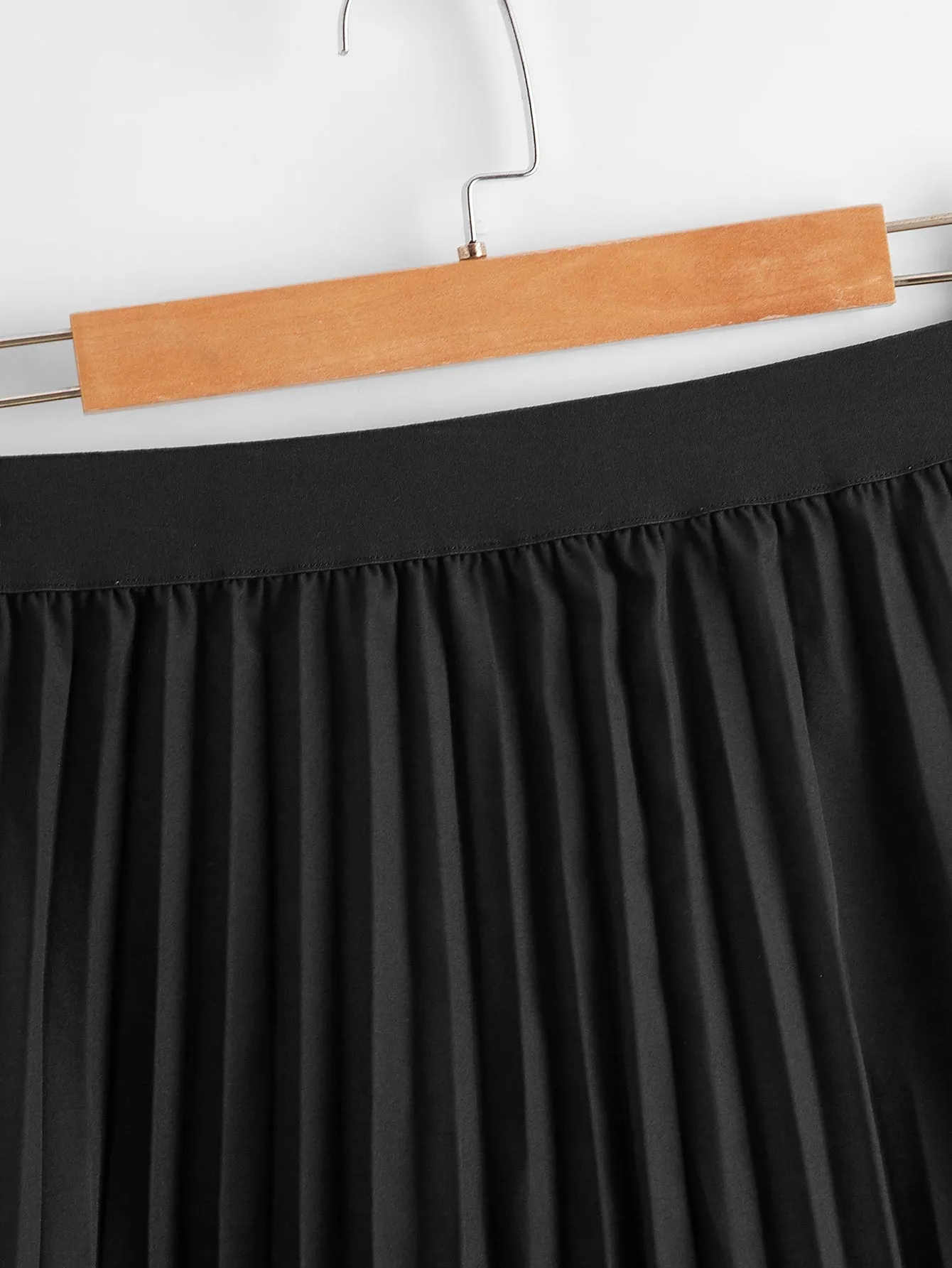 Plain Pleated Midi Plus Size Skirt