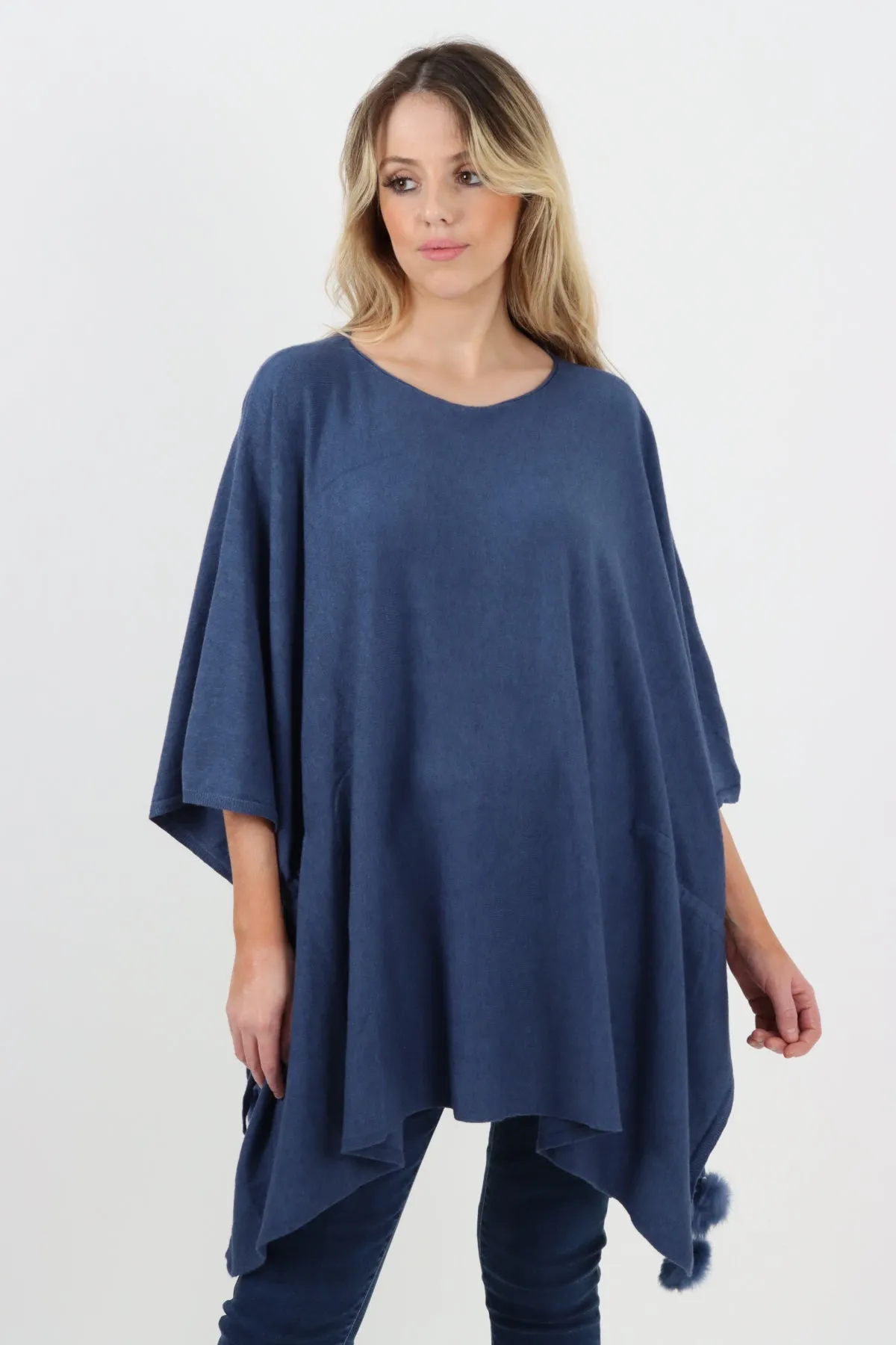 Pom Pom Poncho Jumper Top