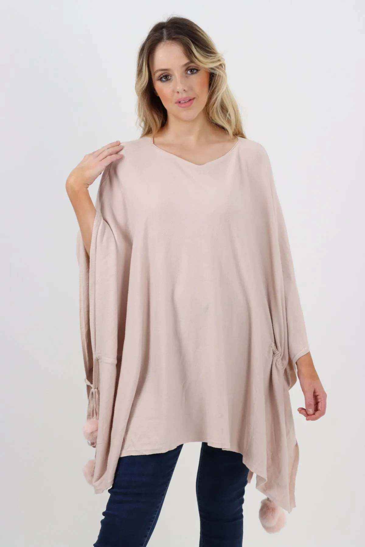 Pom Pom Poncho Jumper Top