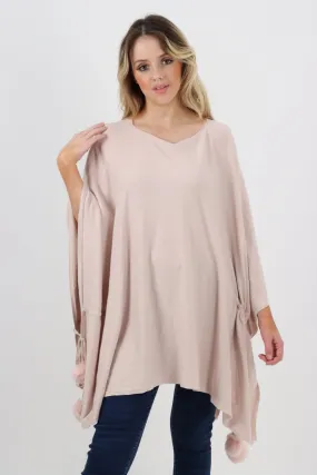 Pom Pom Poncho Jumper Top