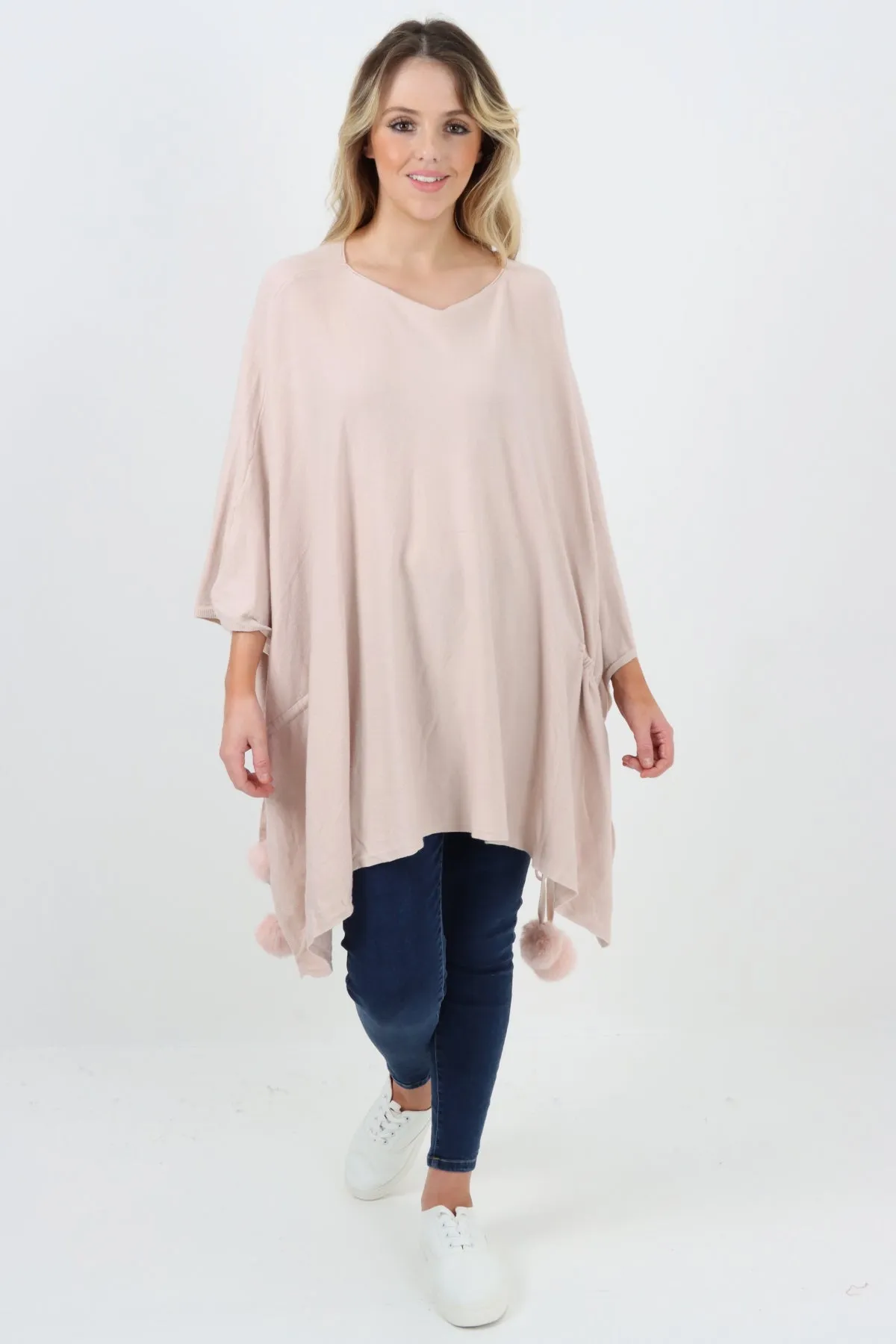 Pom Pom Poncho Jumper Top