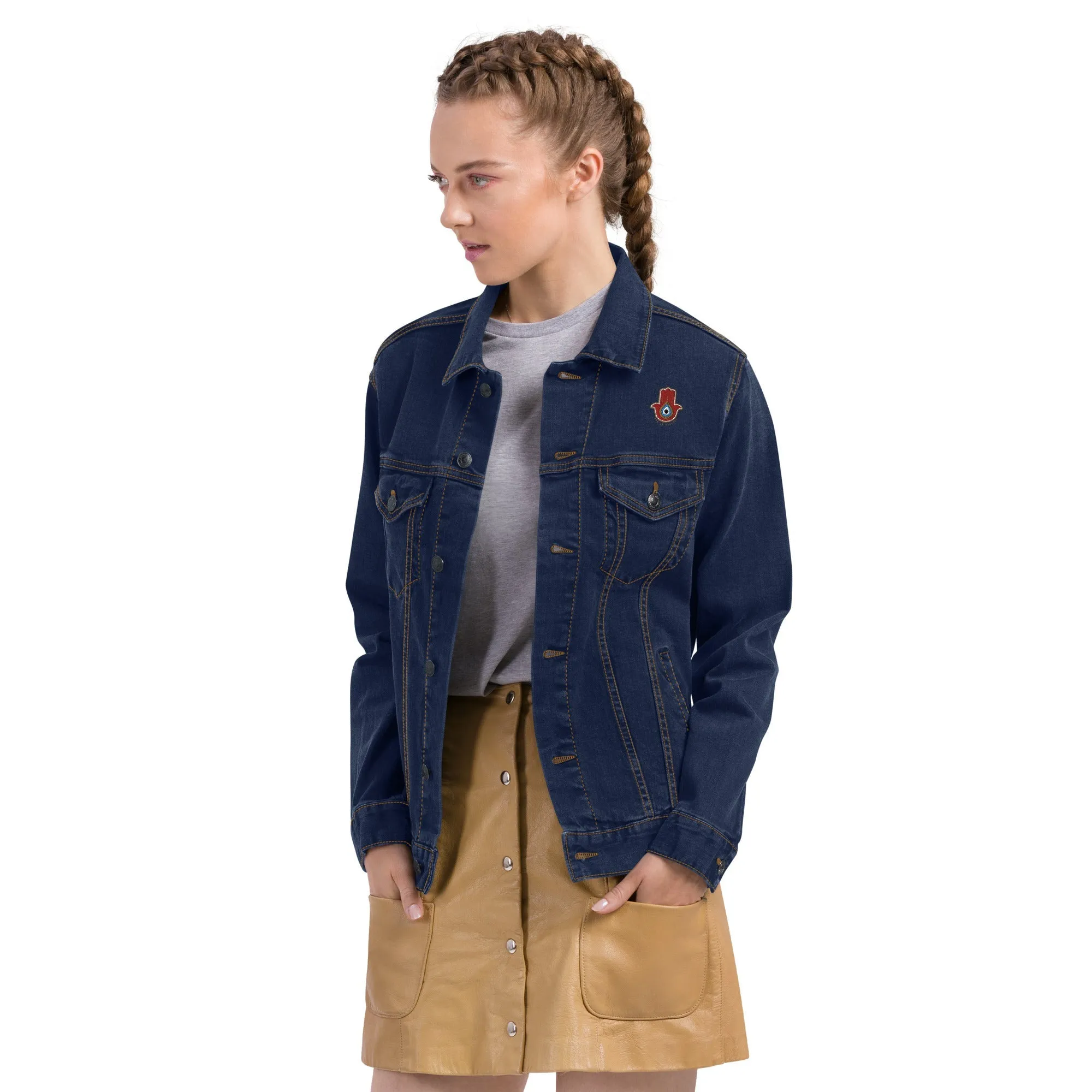 Red Hamsa Denim Jacket