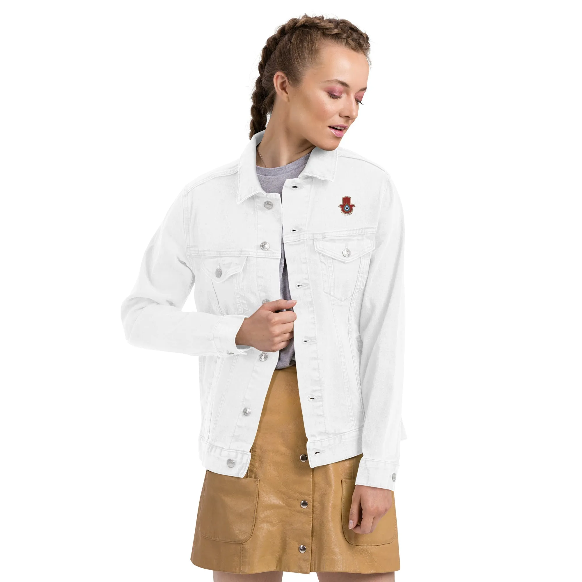 Red Hamsa Denim Jacket